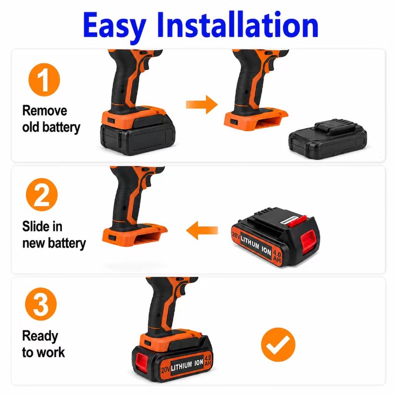 for 3/4/6/8Ah Long Runtime BL2 - Black+Decker Tool Cordless 评论和价格