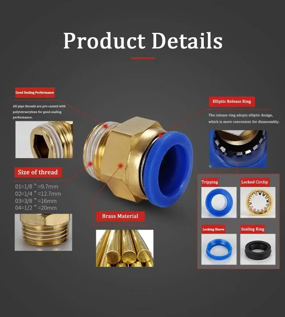 10/50PCS Pneumatic Fitting Air - Compression Fitting Brass 评论和价格